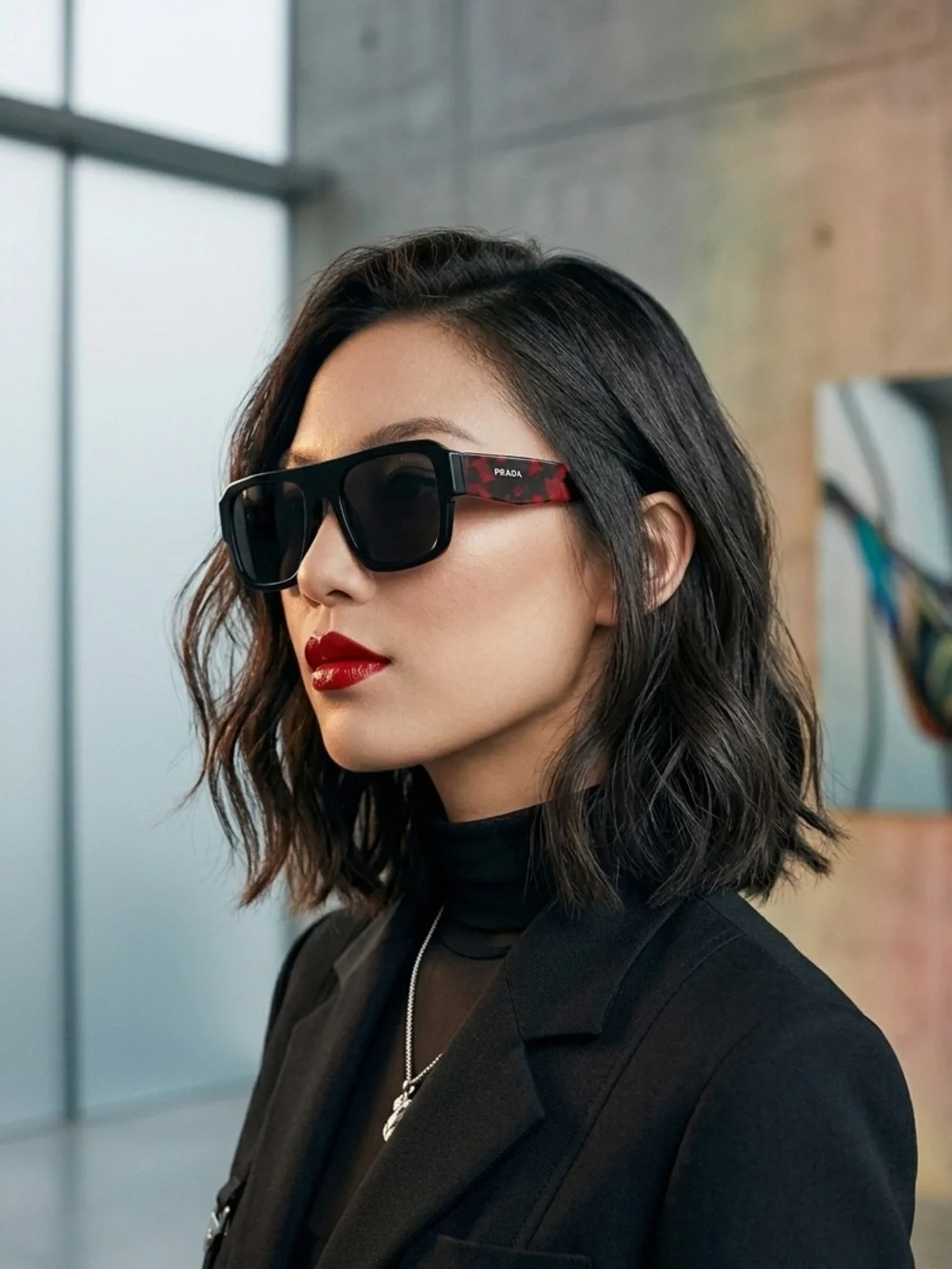 Authentic Prada SPR22Y 1AB-0S0 Sunglasses  Black Aviator Gray Lens Made in Italy